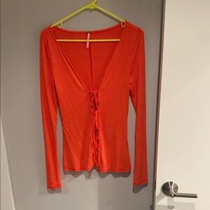 Coral Free People Long Sleeve Women's Top